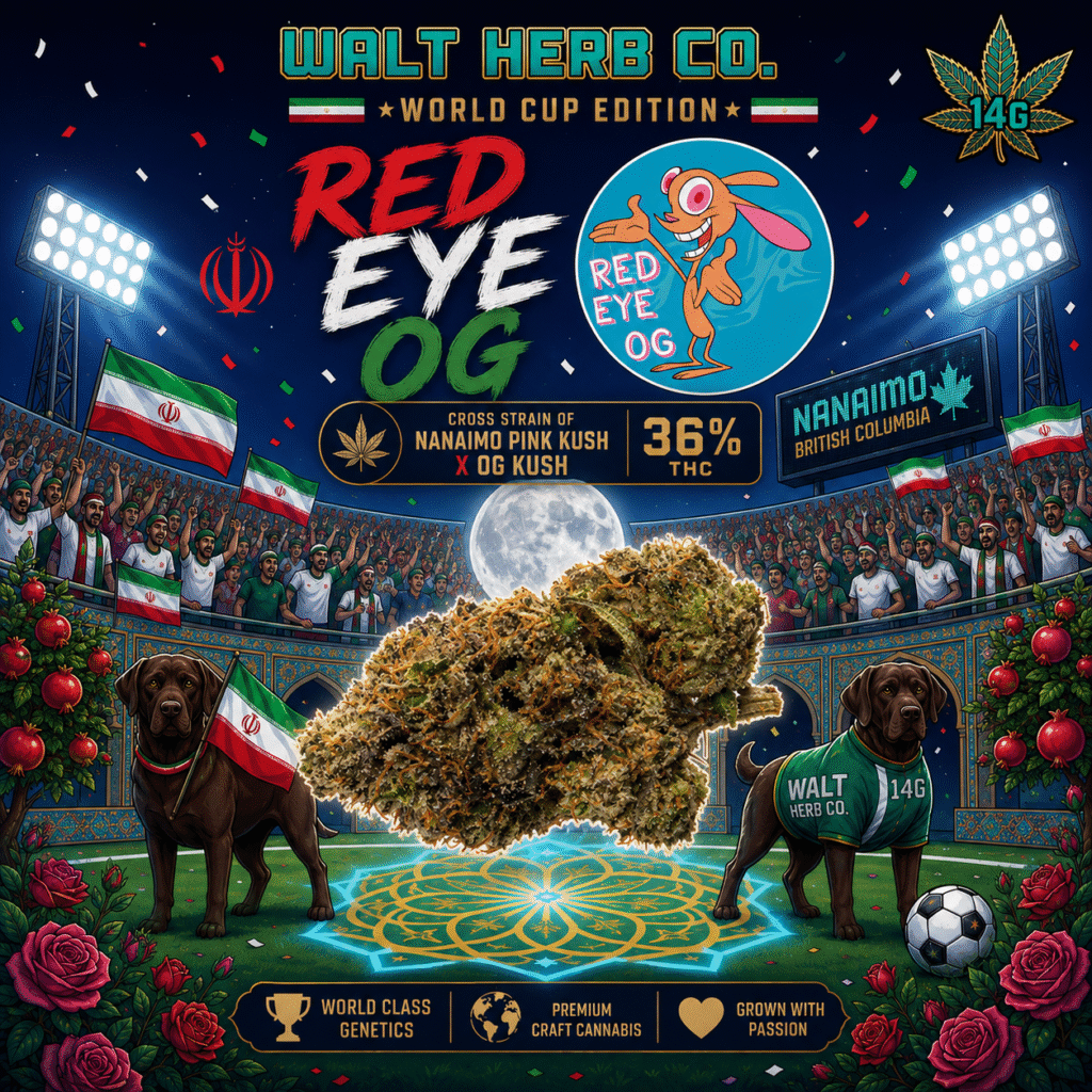 Red Eye OG: 14g bag — World Cup Iran Special Edition | Walt Herb Co. Iran Edition